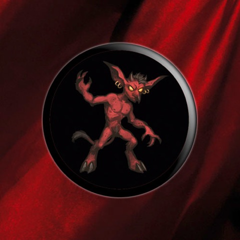 Saltatio Mortis Button mit Teufelmotiv