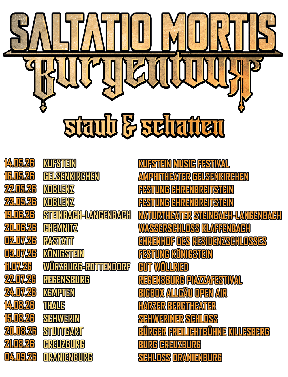 Burgentour Tourdates Staub & Schatten